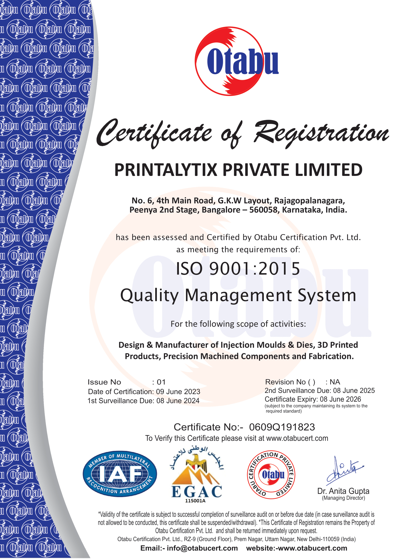 Certificate of registration